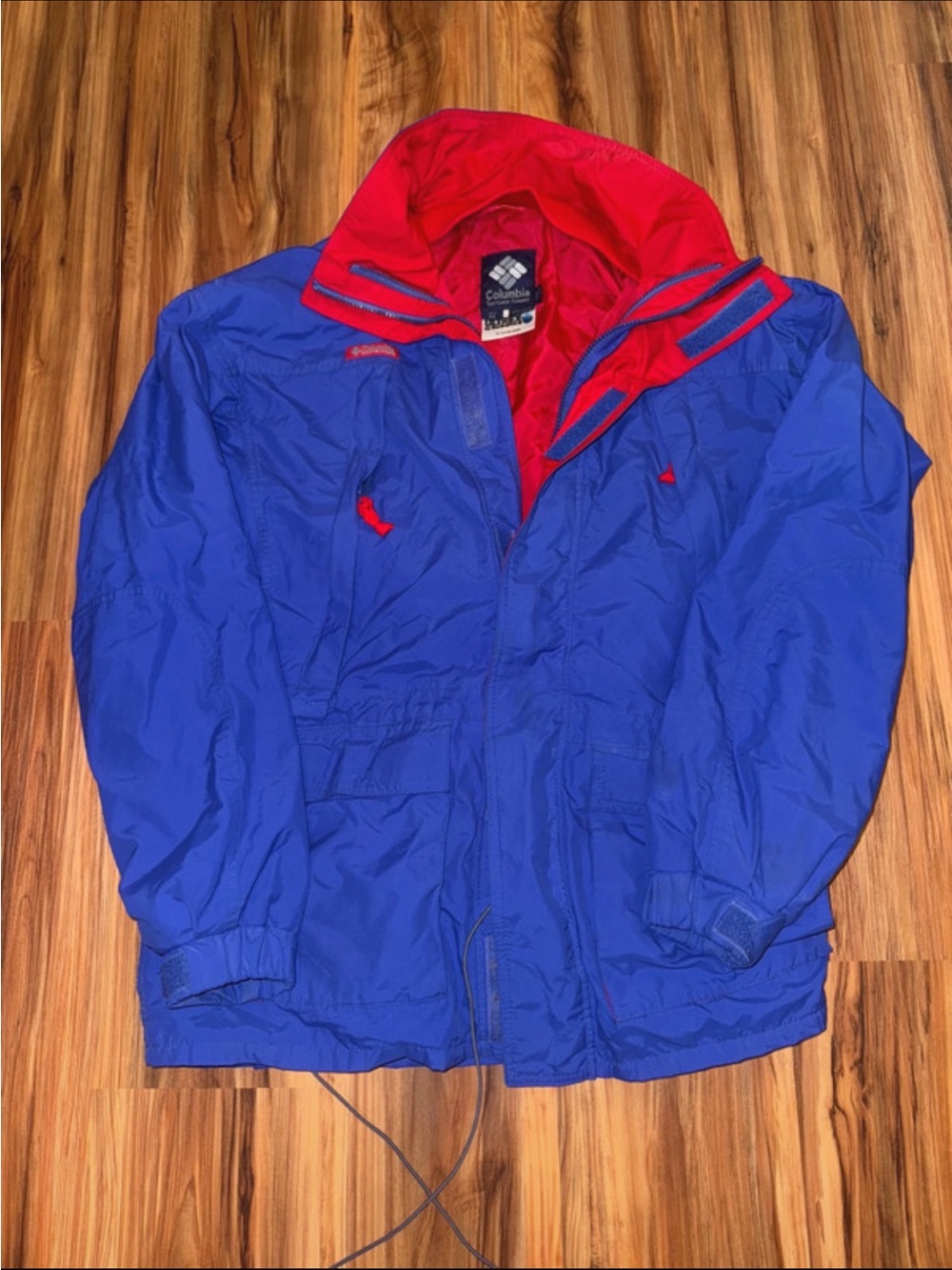 Columbia Blue Jacket with Red Lining Raincoat